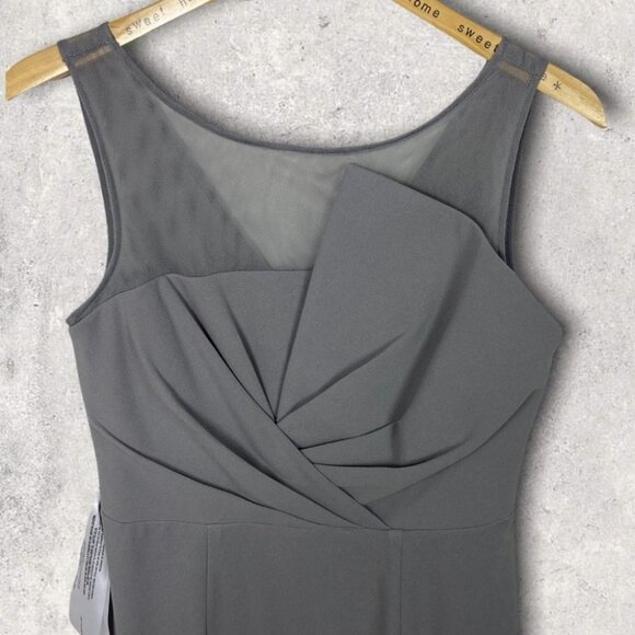 NWT Nordstrom JS Collection Silver Grey Illusion Neckline Sheath Cocktail Dress - Picture 4 of 15
